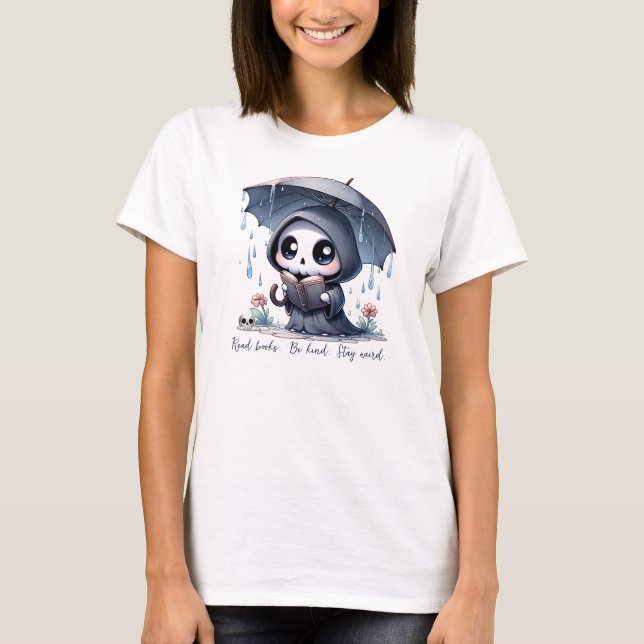 Camiseta Acuarela Grim Reaper Book Lover (Anverso)