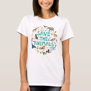 Camiseta Acuarela Guardar los animales