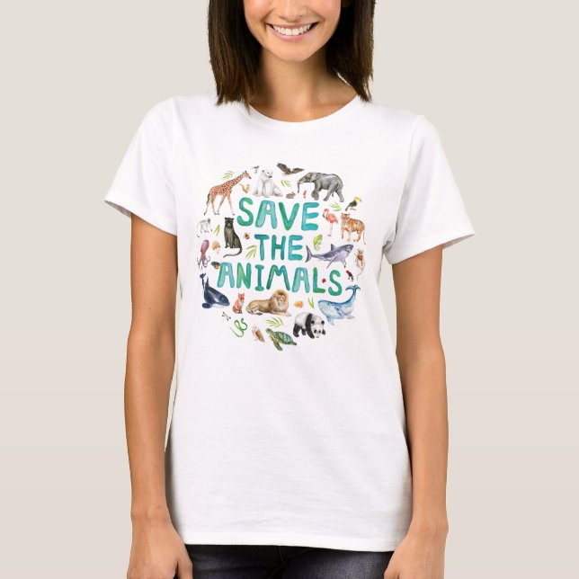 Camiseta Acuarela Guardar los animales (Anverso)