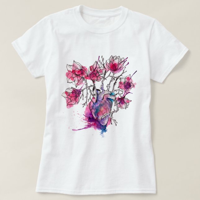 Camiseta Acuarela Heart Magnolia (Diseño del anverso)