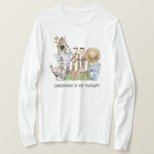 Camiseta Acuarela Herramientas de jardinería floral y Cita 