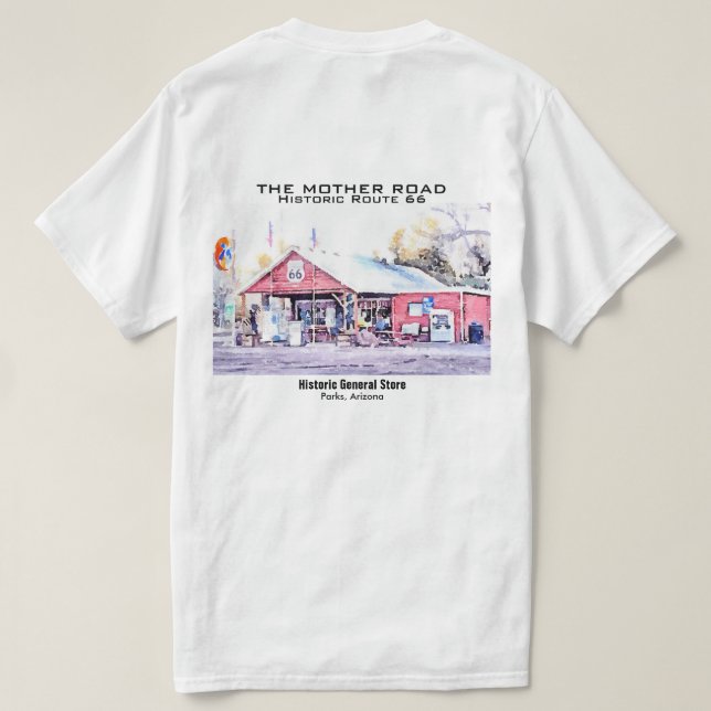 Camiseta Acuarela histórica de la tienda general de Arizona (Reverso del diseño)