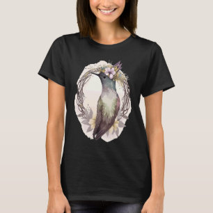Camiseta Acuarela Hummingbird Flor Corona Aves Florales