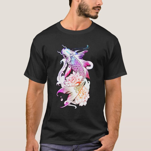 Camiseta Acuarela japonesa de pescado Koi (Anverso)