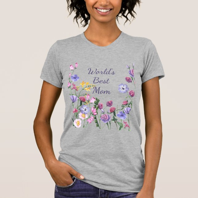 Camiseta Acuarela Jardín Flores Mejor Mamá del Mundo (Anverso)