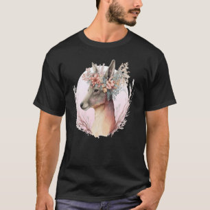 Camiseta Acuarela Kangaroo Flor Crown Australian Animal