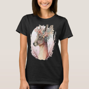 Camiseta Acuarela Kangaroo Flor Crown Australian Animal