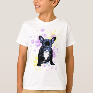 Camiseta Acuarela linda del bulldog francés manchada de