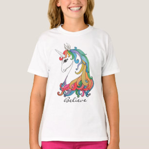 Camiseta Acuarela lindo arco iris unicornio