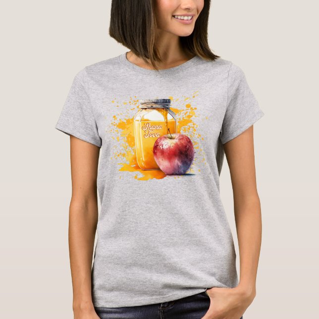 Camiseta Acuarela Miel y Apple Shana Tova (Anverso)