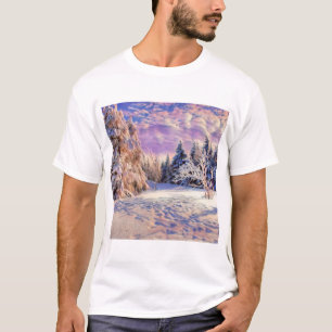 Camiseta Acuarela moderna de árboles nevados de colores