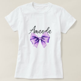 Camiseta Acuarela Morado Bow Dulce 16 Cumpleaños
