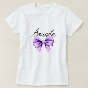 Camiseta Acuarela Morado Bow Dulce 16 Cumpleaños
