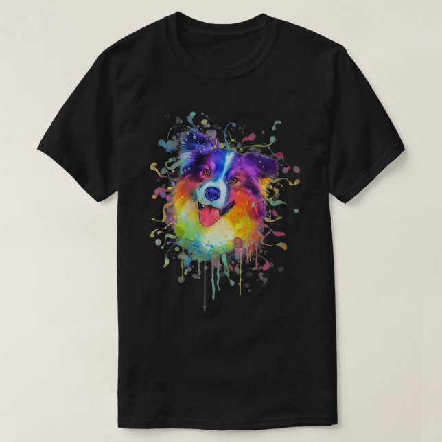 Camiseta Acuarela Mujeres Pastor Australiano Lover Gift H (Diseño del anverso)