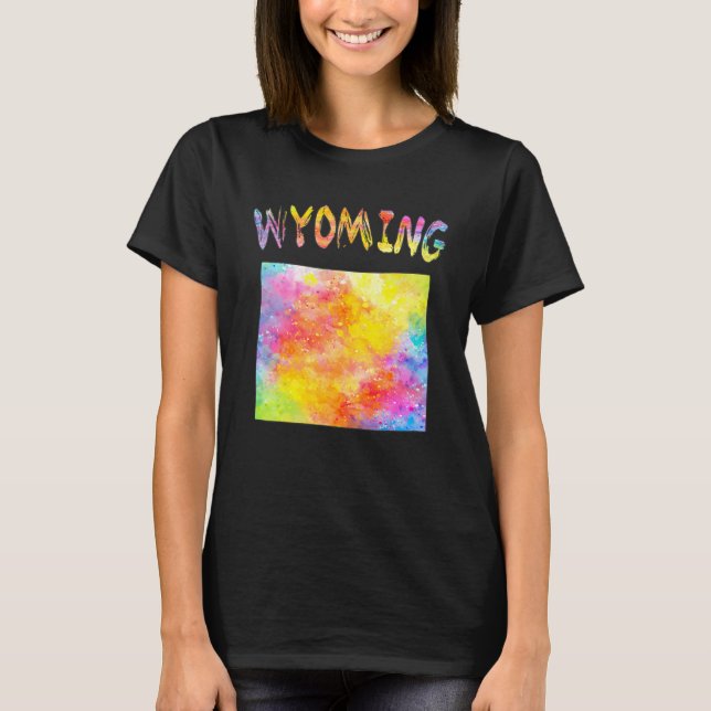 Camiseta Acuarela multicolor Mapa de estado de Wyoming Digi (Anverso)