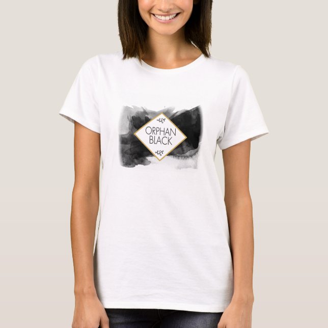 Camiseta Acuarela negra negra huérfana (Anverso)