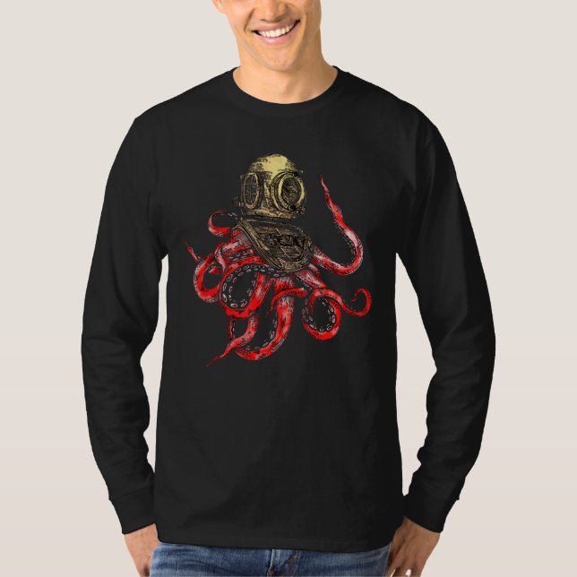 Camiseta Acuarela Ocean Animals Octopus Diver (Anverso)