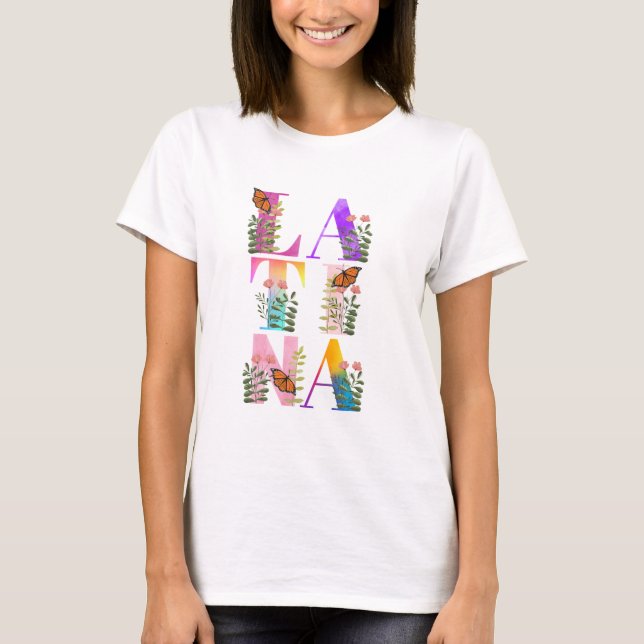 Camiseta Acuarela Ombre Latina Textos Mujer (Anverso)