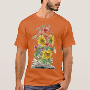 Camiseta Acuarela Open Book con girasoles y pasteles
