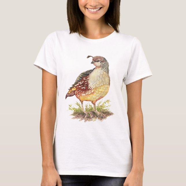 Camiseta Acuarela original de California Quail-Bird (Anverso)
