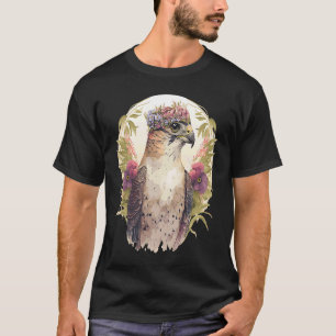 Camiseta Acuarela Pájaros De Halcón De Prey Flower Crown Fl