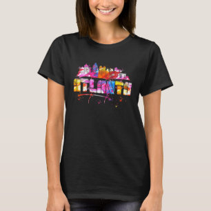 Camiseta Acuarela Panorama de Atlanta  Letra Atlanta  Atl