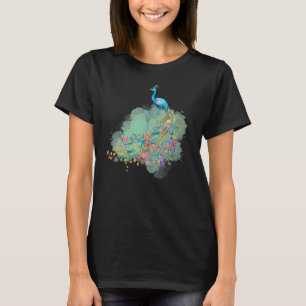 Camiseta Acuarela Peacock Bird Colorido Fantasy Illustrat