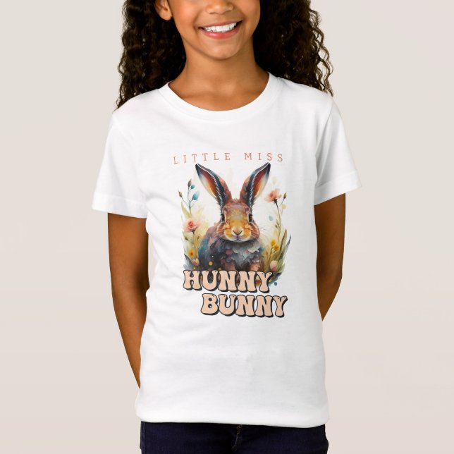 Camiseta Acuarela pequeña señorita Hunny conejo lindo (Anverso)