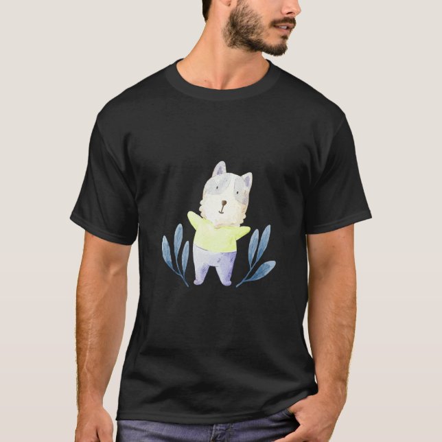 Camiseta Acuarela Perro adorable Custome Amarillo (Anverso)
