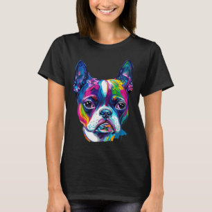 Camiseta Acuarela Perro Terrier De Boston Para Hombres Muje