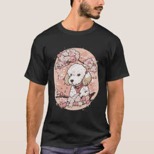 Camiseta Acuarela Poodle Cerezo Florencia Perro Raza Japone
