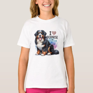 Camiseta Acuarela Que Amo Mi Perro De Montaña Bernés