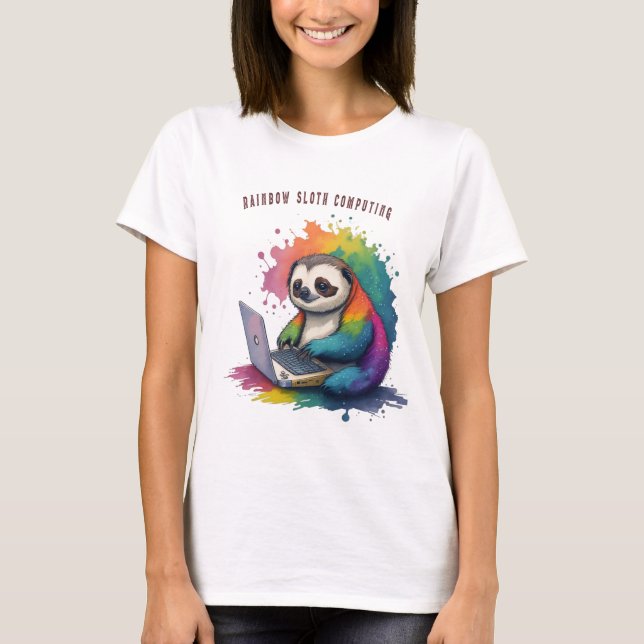 Camiseta Acuarela Rainbow Cute Slote Computing (Anverso)