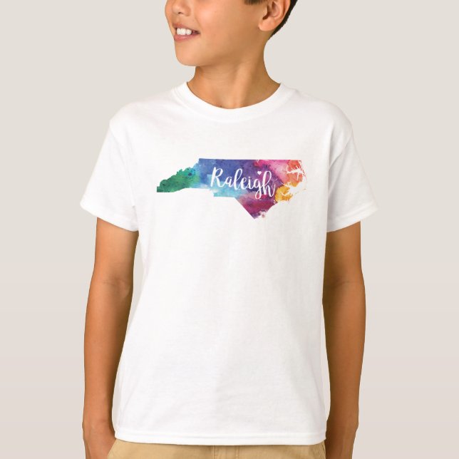 Camiseta Acuarela Raleigh, Carolina del Norte (Anverso)