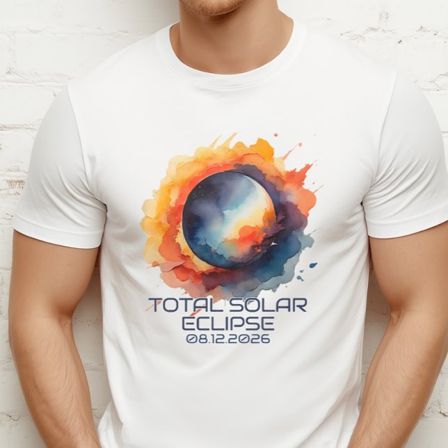 Camiseta Acuarela Recuerdo Eclipse 2026 (Colorful Solar Eclipse Souvenir Tshirt)