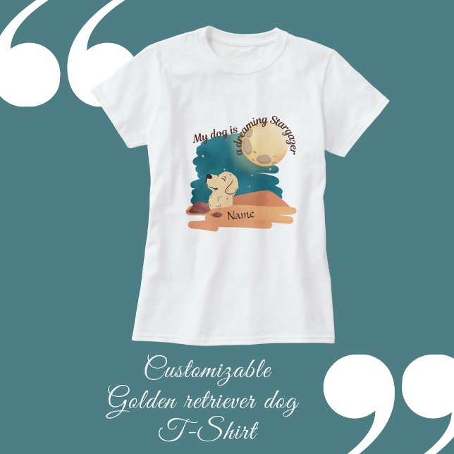 Camiseta acuarela Recuperación de oro personalizar de perro (Customizable Golden retriever dog T-Shirt by Hobinishop)