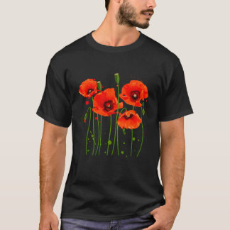 Camiseta Acuarela Red Poppy Flor Jardinería Lover