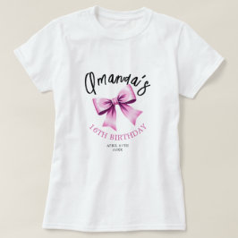 Camiseta Acuarela Rosa Bows Coquette Sweet 16 Cumpleaños