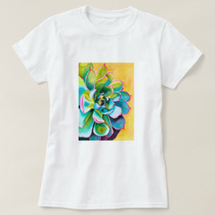 Camiseta Acuarela suculenta botánica