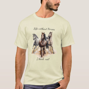 Camiseta Acuarela Tres Caballos Cita Divertida De Animales 