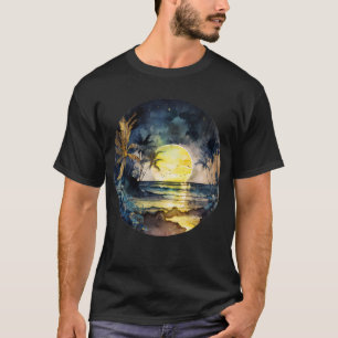 Camiseta Acuarela Tropical Beach Sunset
