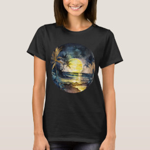 Camiseta Acuarela Tropical Beach Sunset