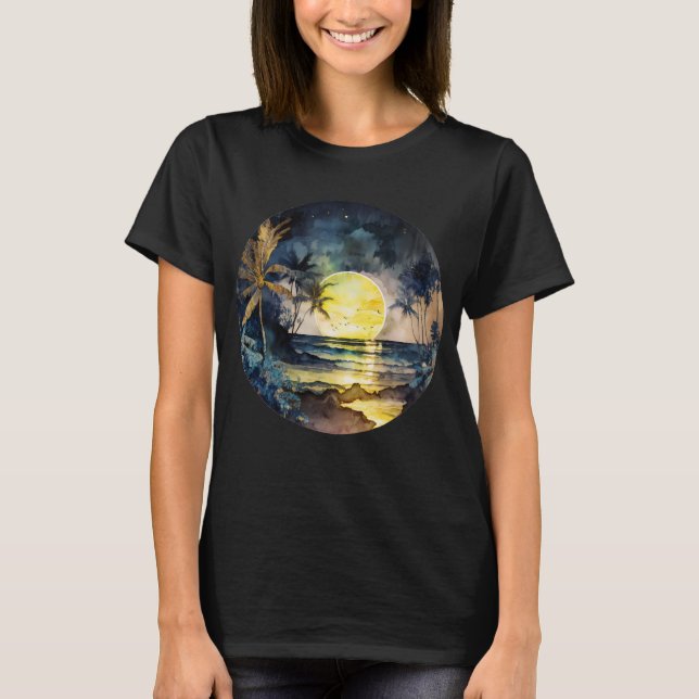 Camiseta Acuarela Tropical Beach Sunset (Anverso)