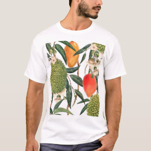 Camiseta Acuarela tropical durión, patrón de mango.