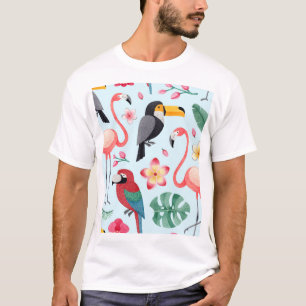 Camiseta Acuarela Tropical: Fusión De Flor De Ave.