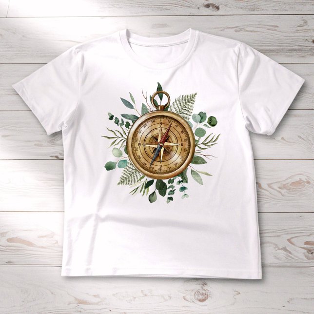Camiseta Acuarela Tropical Green Leaves Compass Foliage (Close up)