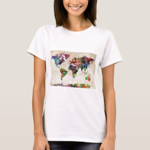 Camiseta Acuarela urbana del mapa del mundo