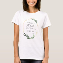 Camiseta acuarela verde floral elegante ducha de novia 