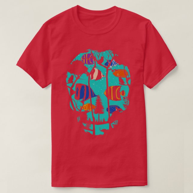 Camiseta Acuario de peces de cráneo (Diseño del anverso)