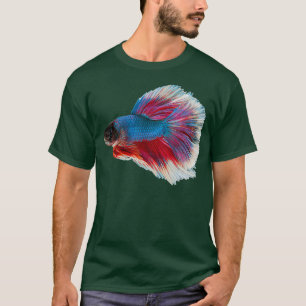 Camiseta Acuario de peces de peces rojo Betta azul Siamese